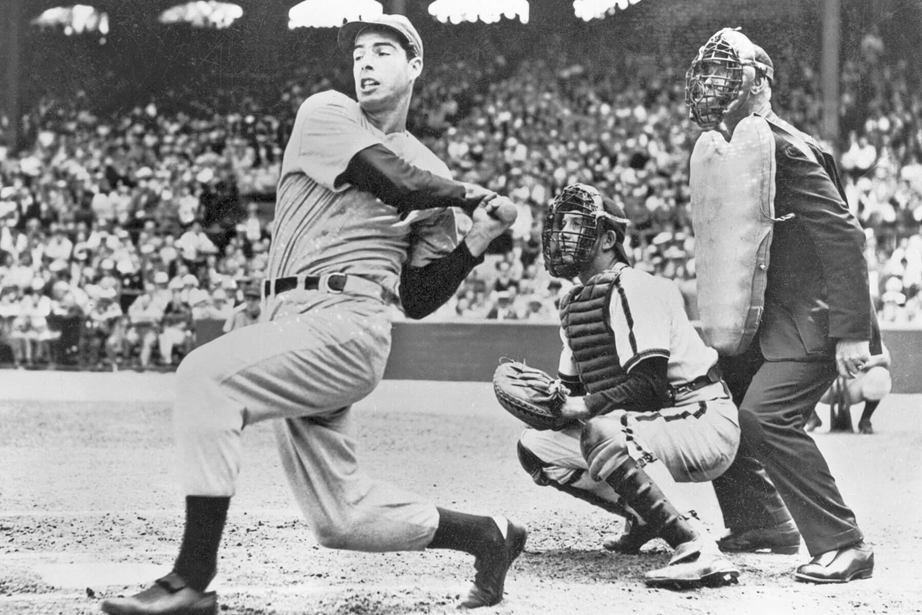 Joe DiMaggio swinging