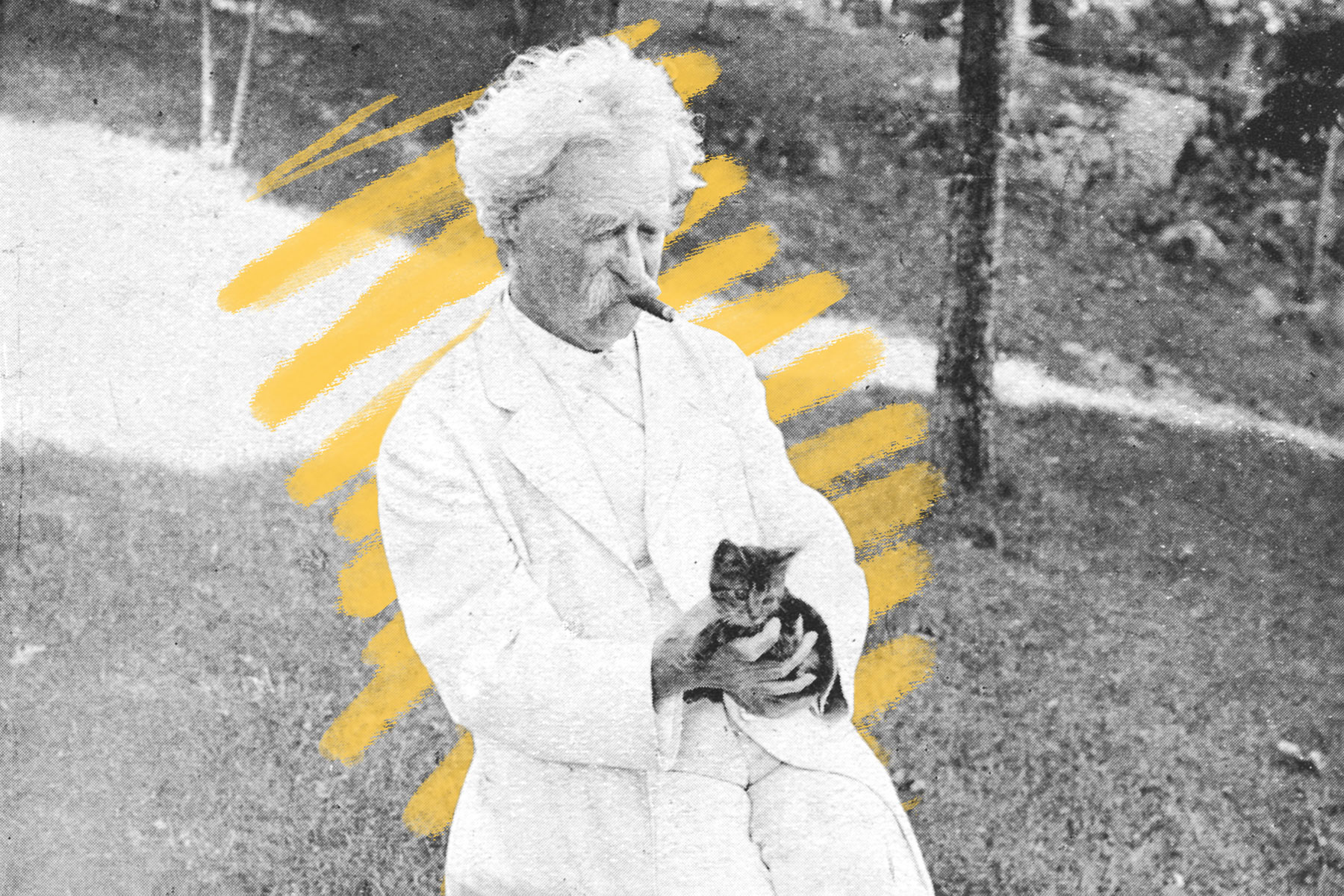 Mark Twain holding a cat