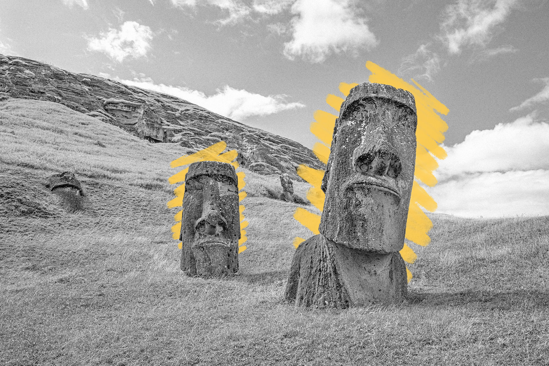 Moai set on Easter Island