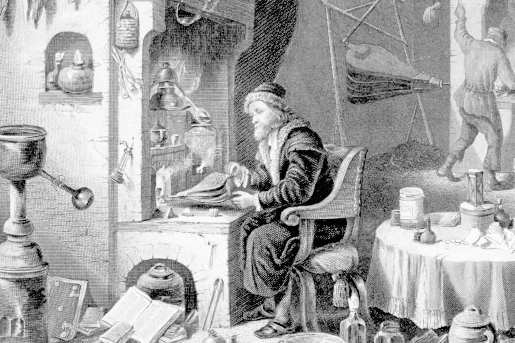Engraving of an Alchemist