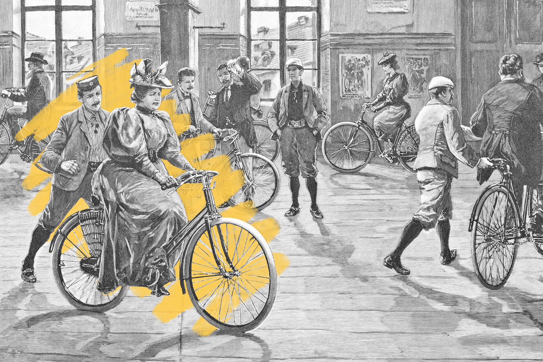 1800s woman cycling