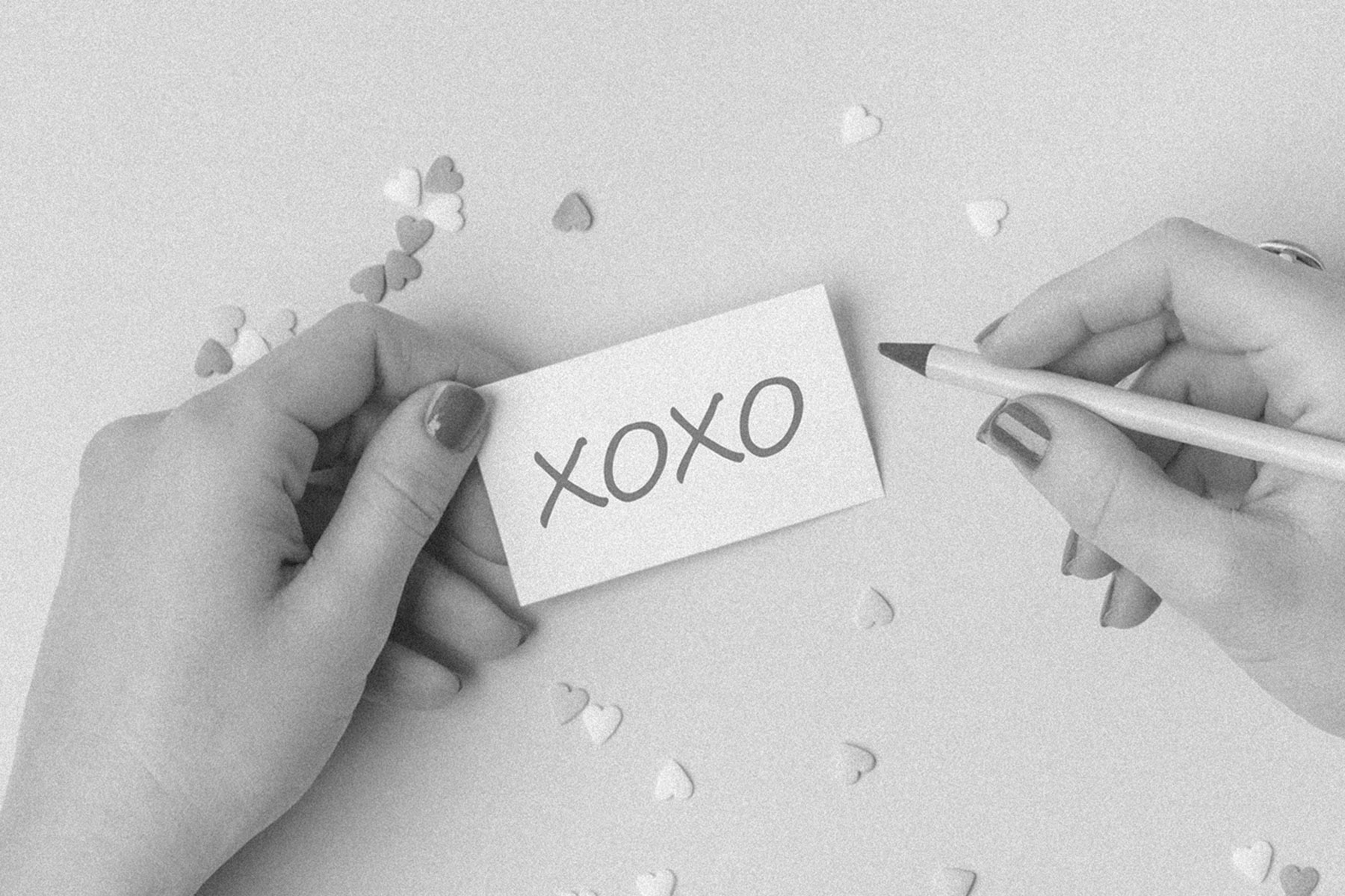 “XOXO” on note card