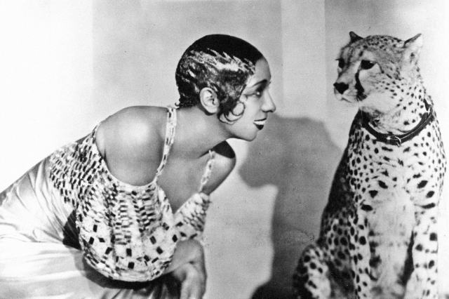 Josephine Baker and her cheetah