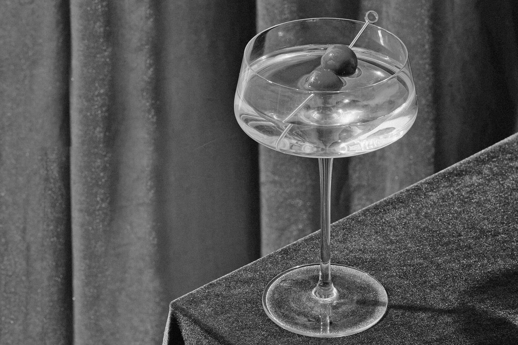 Martini glass on table