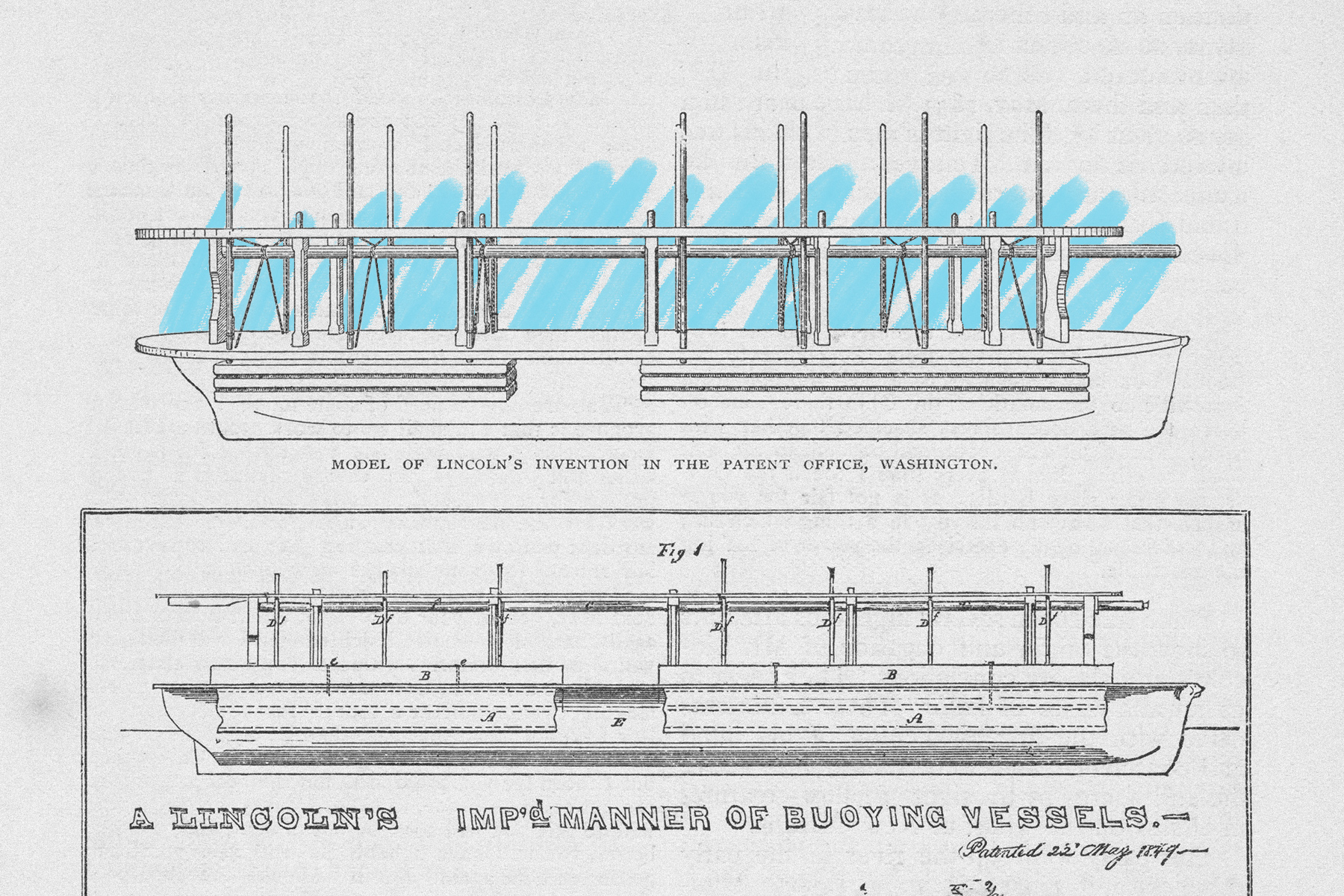 Buoying vessels patented by Lincoln