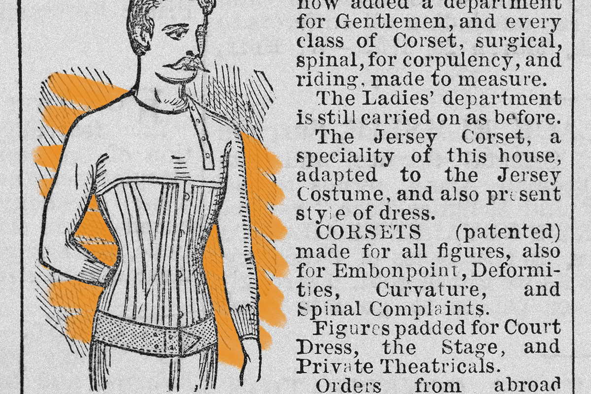 Men's corset advertisement, 1880