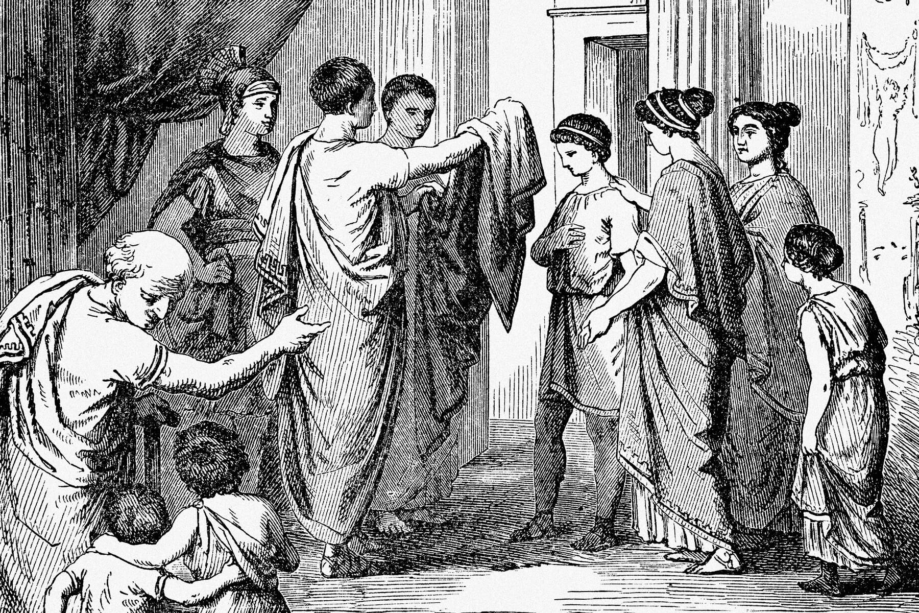 Young Roman given a toga