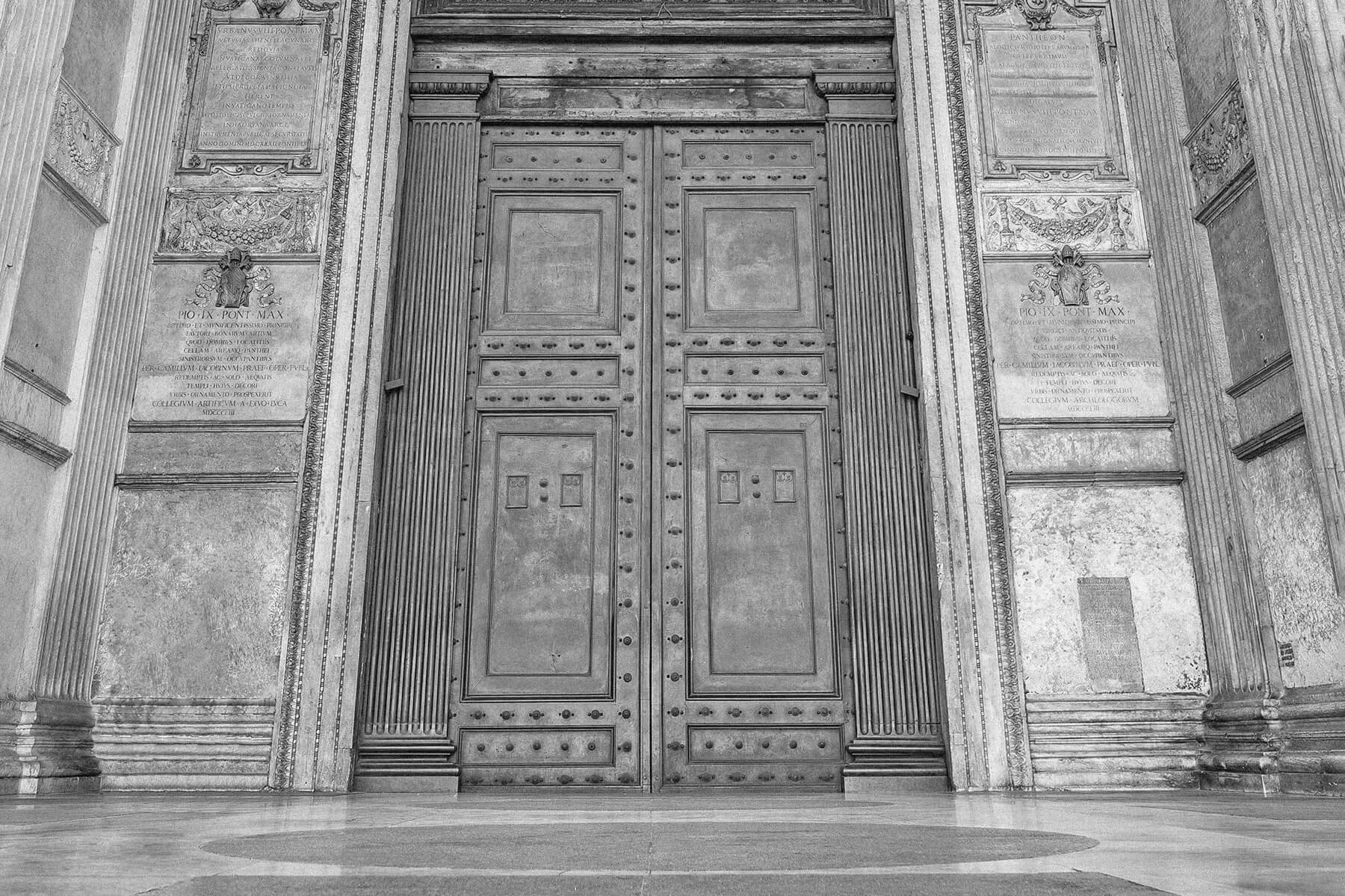 Main door of the Pantheon in Rome