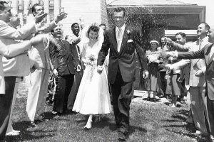 Rice thrown at wedding, 1952