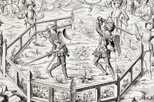 Two knights dueling, 15th century